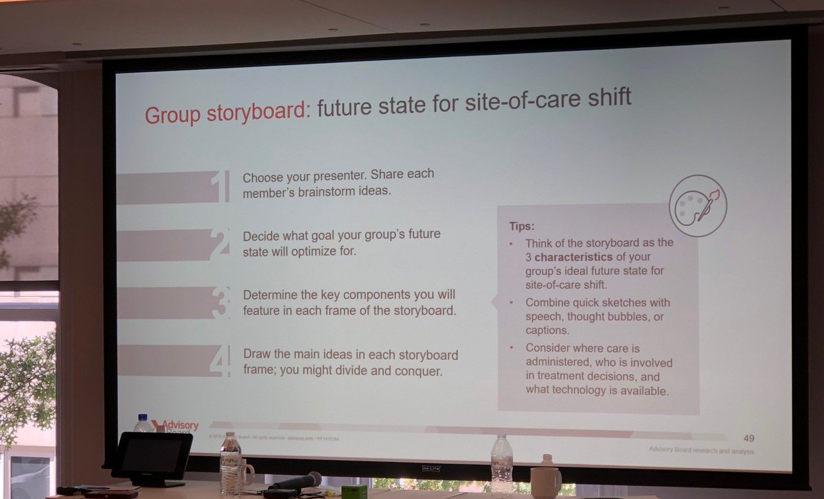 AdvisoryBd's tweet photo. Two of our working sessions before lunch focused on digital solutions (how do we improve patient education adherence?) and site-of-care shift (what's our future state and how do we prepare?). #ABvaluesummit https://t.co/50h22AEoWh