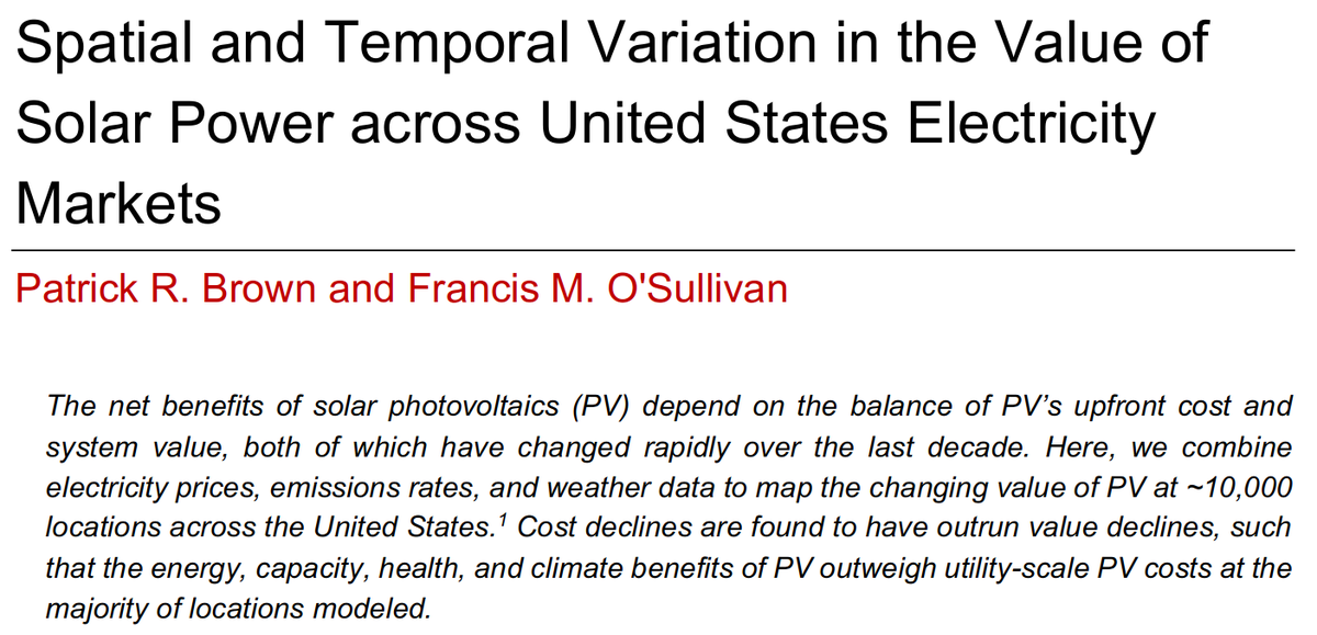 CatalystCoop's tweet photo. Both the value and the cost of solar have declined as market penetration has increased. Research from Patrick Brown at @mitenergy #CEEPR suggests costs have declined faster than value.
Over the next 6 months we'll be pulling much of this data into PUDL.
https://t.co/R3k6xArySy https://t.co/v2R4sMhuzQ