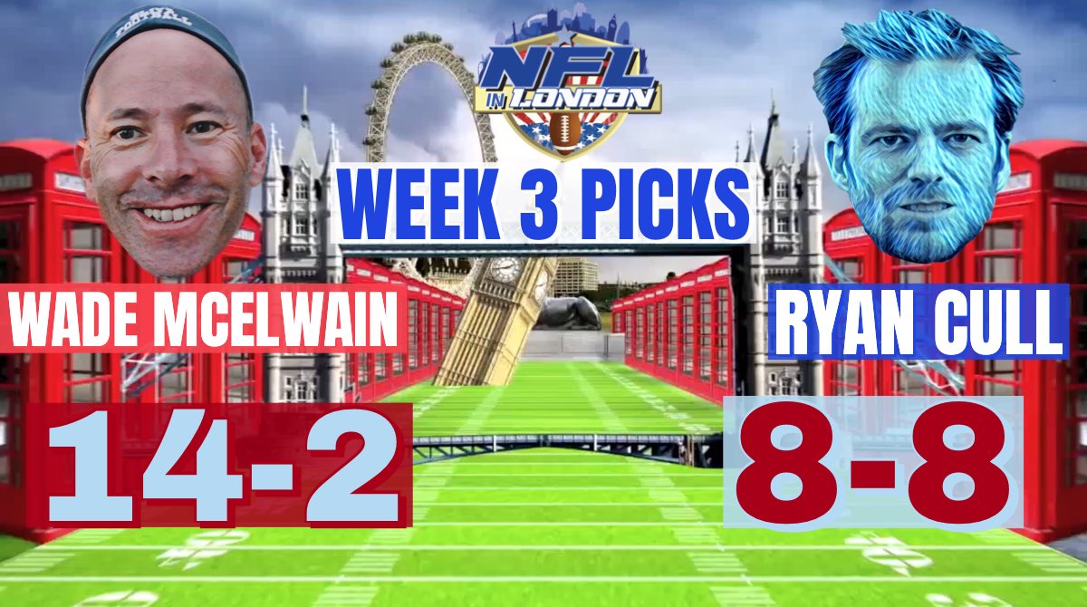 nflinlondon's tweet photo. How did you do in Week 3? Our boys @wademcelwain & @ryan_cull put their punditry to the test! You win money? #nflinlondon @odds_us @bet365 @betway #nflbetting #nflwagers #nfllondon #londonnfl https://t.co/Eym8L9mHwJ
