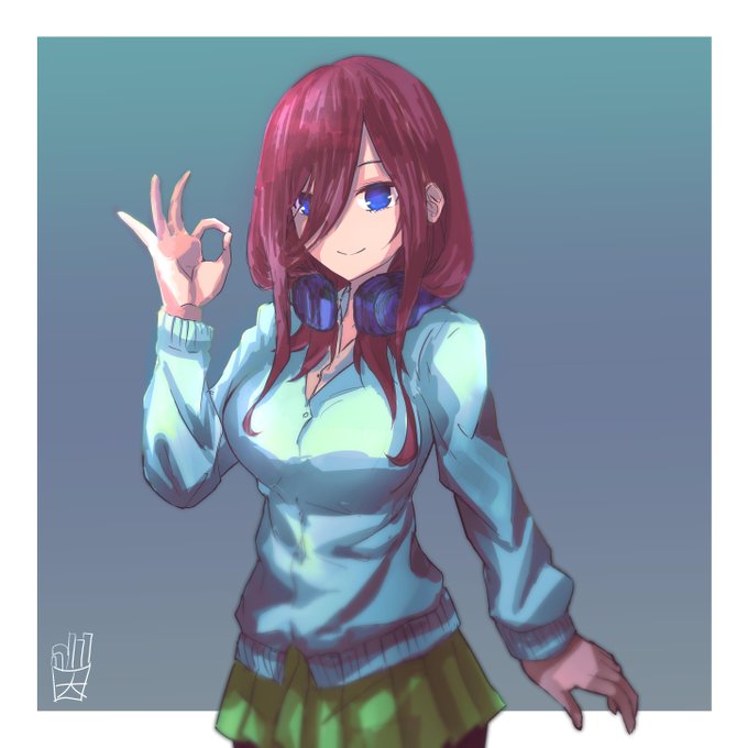 ootato🍟 | Commission OPENさんがTwitterに投稿した中野三玖(五等分の花嫁)のイラスト。