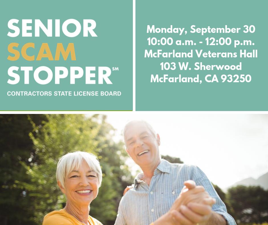 CSLBnews's tweet photo. Press Release: @CSLB is hosting a #SeniorScamStopper with @Senator_Hurtado on September 30th.
▶️Click here for more info: https://t.co/M7KrLapnLo https://t.co/crIXR24D3q