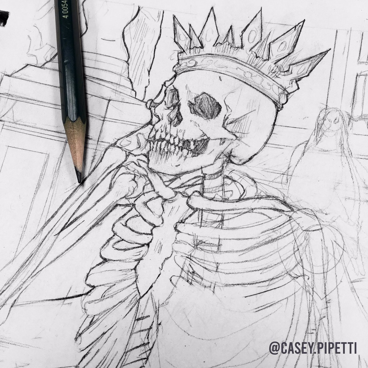 Getting a head-start on Inktober.
-
-
-
#drawing #sketch #skeleton #sketchbooksketch #sketchbookpages #pencildrawing #skeletonking #deadking #throne #wip #wipdrawing #drawingwip #sketchbookwip #darkdrawings #originalart #originalartworks #artistonig #linedrawings