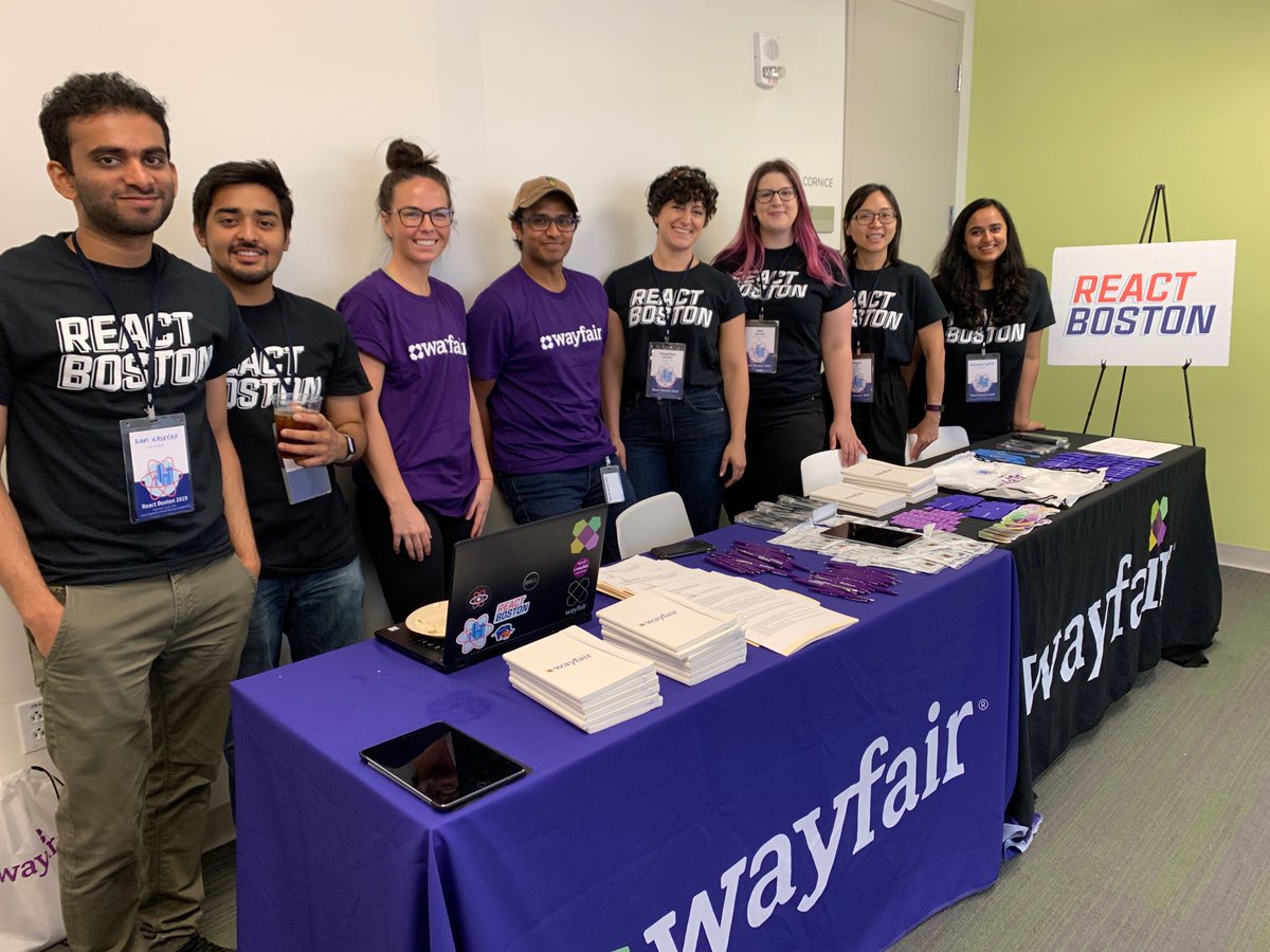 ReactBoston's tweet image. Huge thank you to @WayfairTech for organizing, sponsoring, and hosting #ReactBoston2019 for the third year in a row!

Check out their tech blog to learn more about engineering and technology at Wayfair!

tech.wayfair.com

wayfair.com/careers/jobs/?…