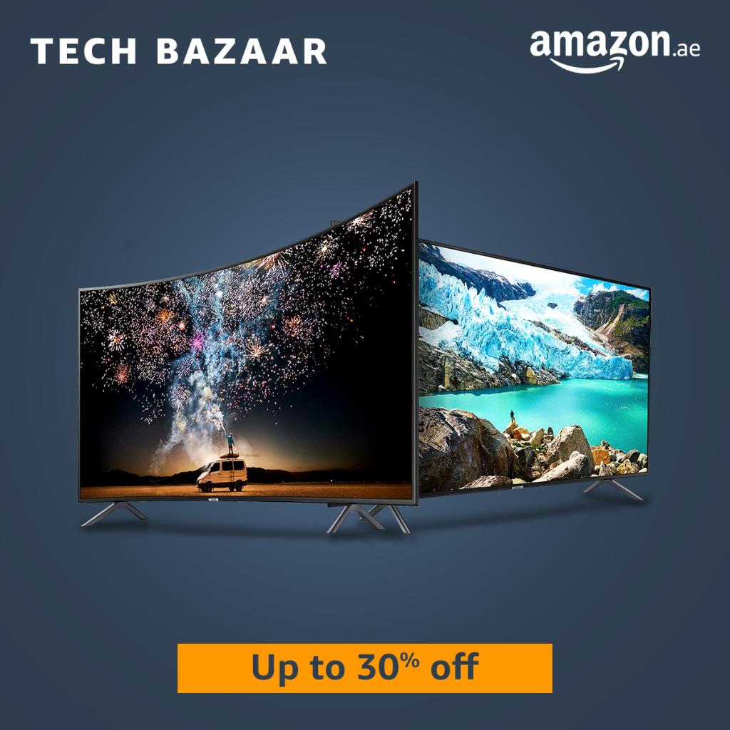 AmazonAE's tweet photo. Upgrade to your new TV 🎆 &amp; save up to 30% on televisions this #TechBazaar
Shop now https://t.co/oLqeUlfn92 https://t.co/v9KscwGcGp
