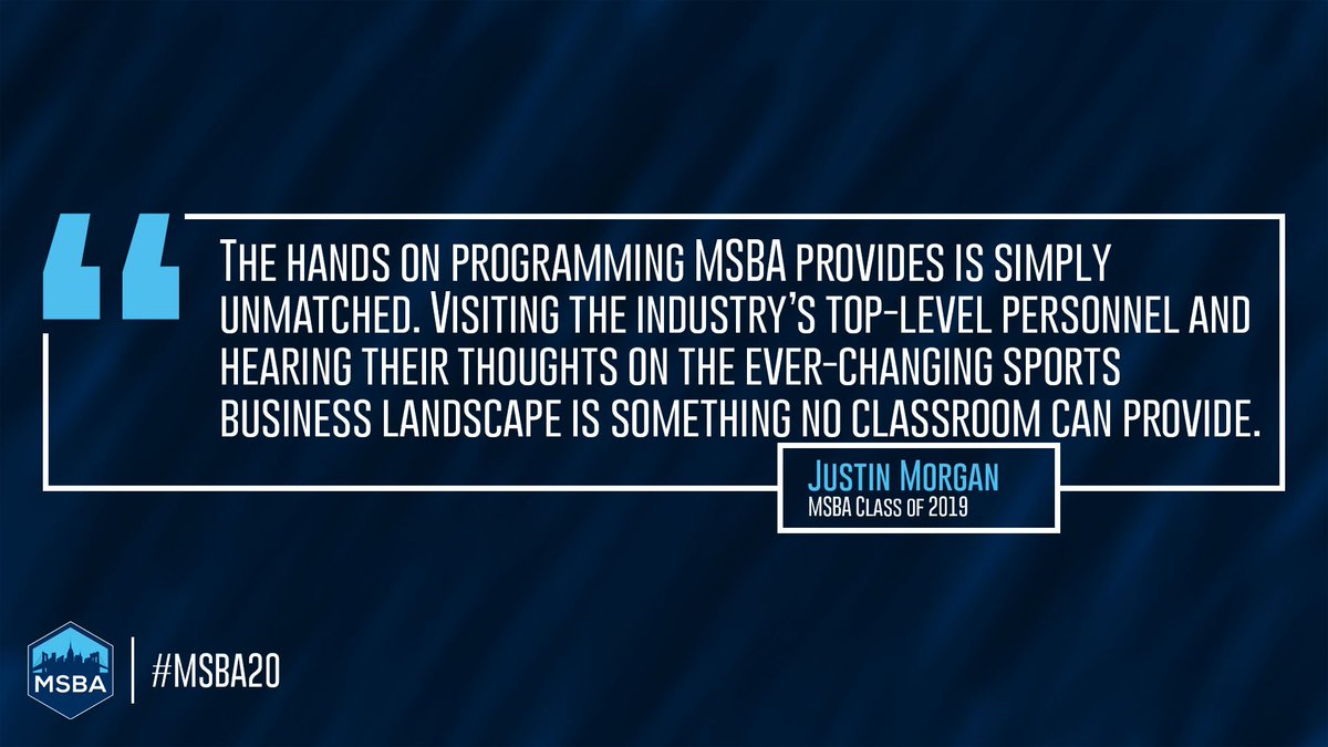 MSBA (@gomsba) on Twitter photo Recent alum <a href="/Justin_Morgan13/">Justin Morgan</a> with some words of wisdom about his experience with MSBA. Applications for #MSBA20 open on Monday, 09/30. Find more information at goMSBA.com! Recent alum <a href="/Justin_Morgan13/">Justin Morgan</a> with some words of wisdom about his experience with MSBA. Applications for #MSBA20 open on Monday, 09/30. Find more information at goMSBA.com!