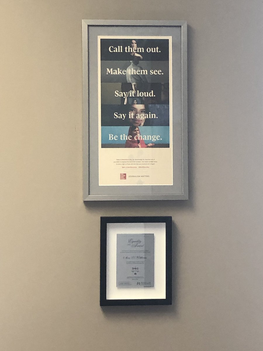 avanwlaw's tweet photo. From being terrified to use my full name re: my lawsuit and #Unfounded  due to worry that I’d lose any shot at a career to hanging this in my office at work. Very lucky to be at such a supportive firm that values advocacy in its many forms https://t.co/vFzuBWkDcs