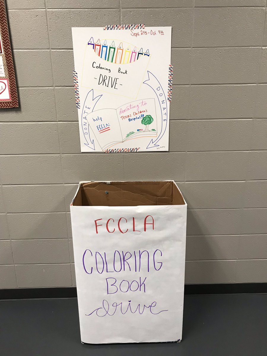 cain_fccla's tweet photo. Help @cain_fccla collect coloring books for @TexasChildrens 🖍📒 Find boxes around school to drop your donations #cainfccla #fccla #reigncain #anchored2cain https://t.co/UujZyKvFwb