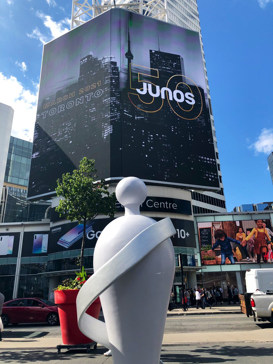 Thank you <a href="/BrandedCities/">BrandedCities</a> for putting us in the big screen in front of <a href="/YDSquare/">Yonge-Dundas Square</a> #Toronto #JUNOS50