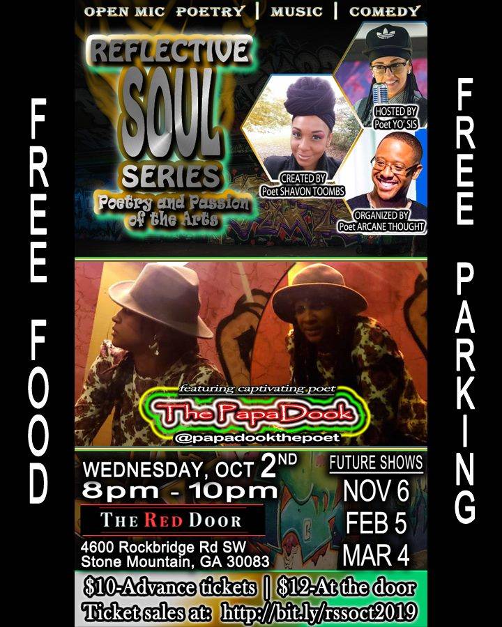 Reflectivesouls's tweet photo. Tickets: https://t.co/w83UUnqODE
Where can you find great poetry, music, comedy, FREE FOOD & PARKING for one door price? #ReflectiveSoulSeries
Join us OCT 2nd, Doors open at 7:30pm π https://t.co/Tu3xNjZMc7