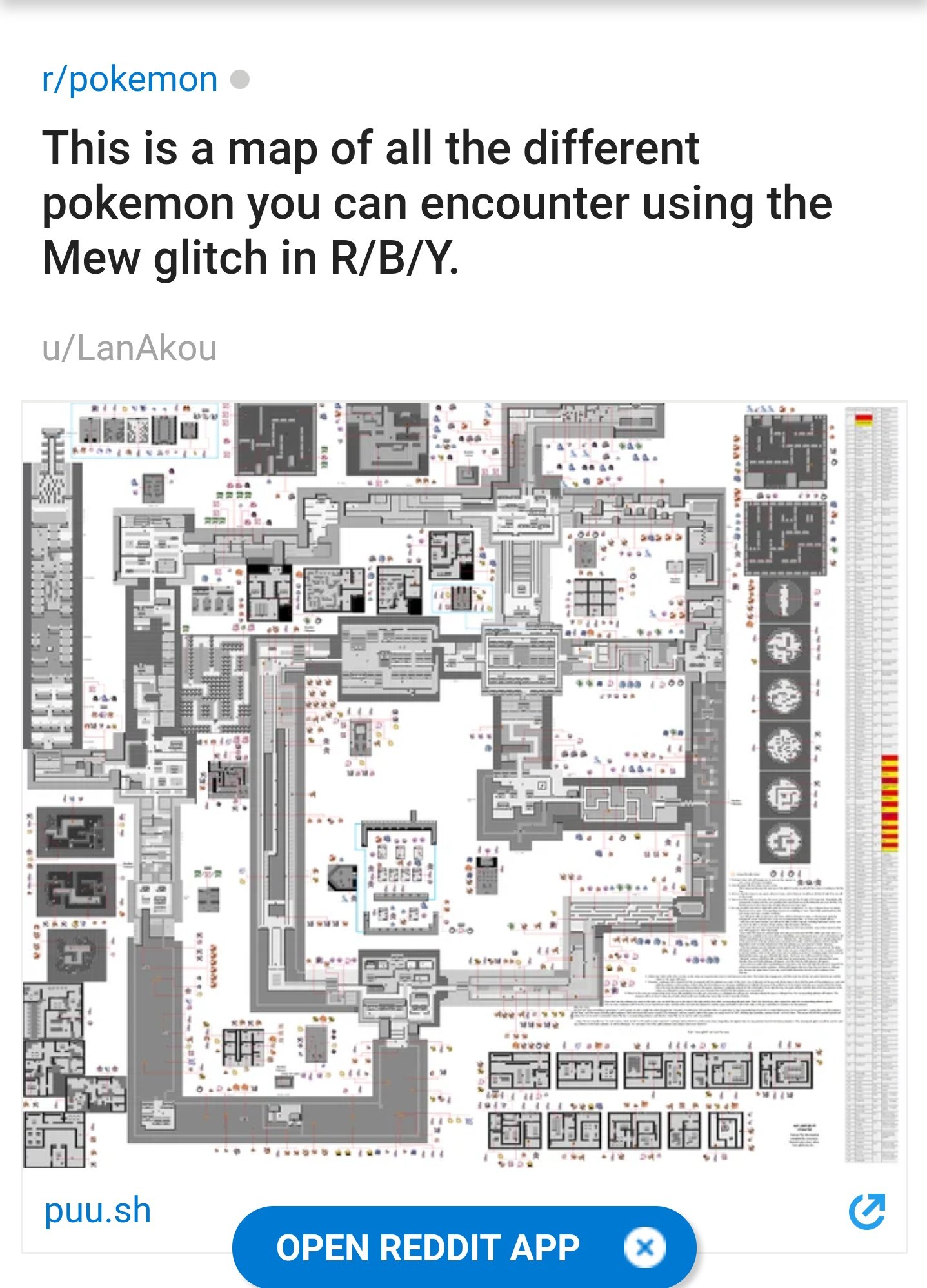 I edited the Mew Glitch Map so it's easier to read if you're wanting to complete the Pokedex! : r/pokemon