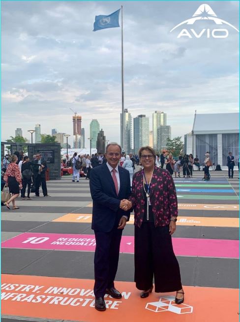 Avio_Group's tweet photo. UNOOSA and Avio untied at the #UNGA Giulio Ranzo,CEO of Avio:”Our collaboration with the UN higliths its focus on supporting, through business excellence,reasearch and development,the use of the resources offered by space to benefit the entire international community. #uninspace https://t.co/5tNSAwBJsf