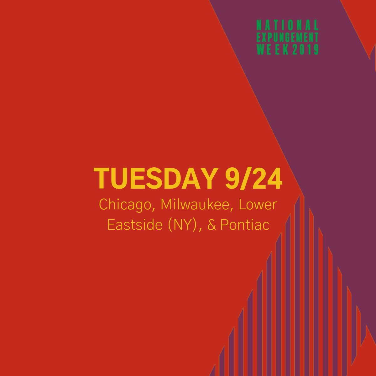 expungementwork's tweet photo. Day 4 of #NationalExpungementWeek! ππΏ Today we are hosting clinics in #Chicago, #Milwaukee #LowerEastside (NY), & #Pontiac! ππΌ Check our this thread to learn more info!
#offtherecordus #NEWeek19 #new2019 #nationalexpungementweek https://t.co/ctZnWxnHS8