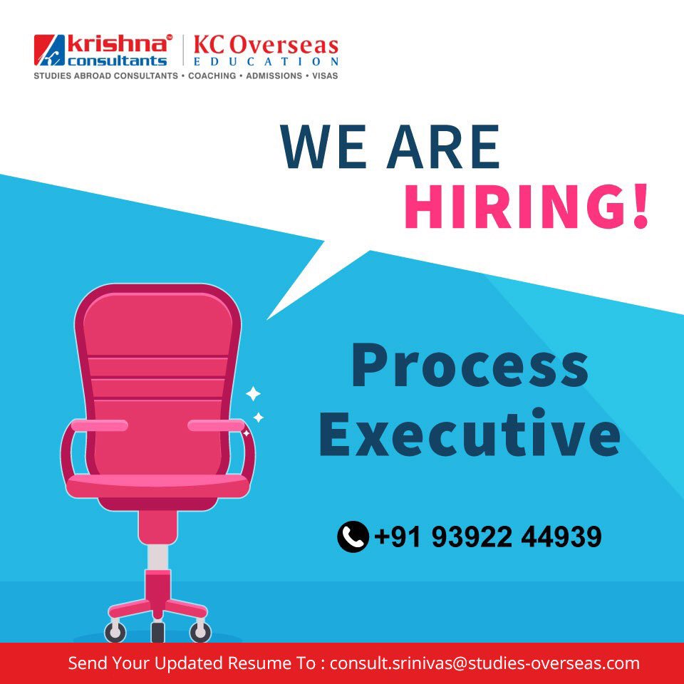 kc_dsnr's tweet image. Walk-in Interview for the post of Process Executive @ KRISHNA CONSULTANTS
#hiring #processexecutive #krishnaconsultants