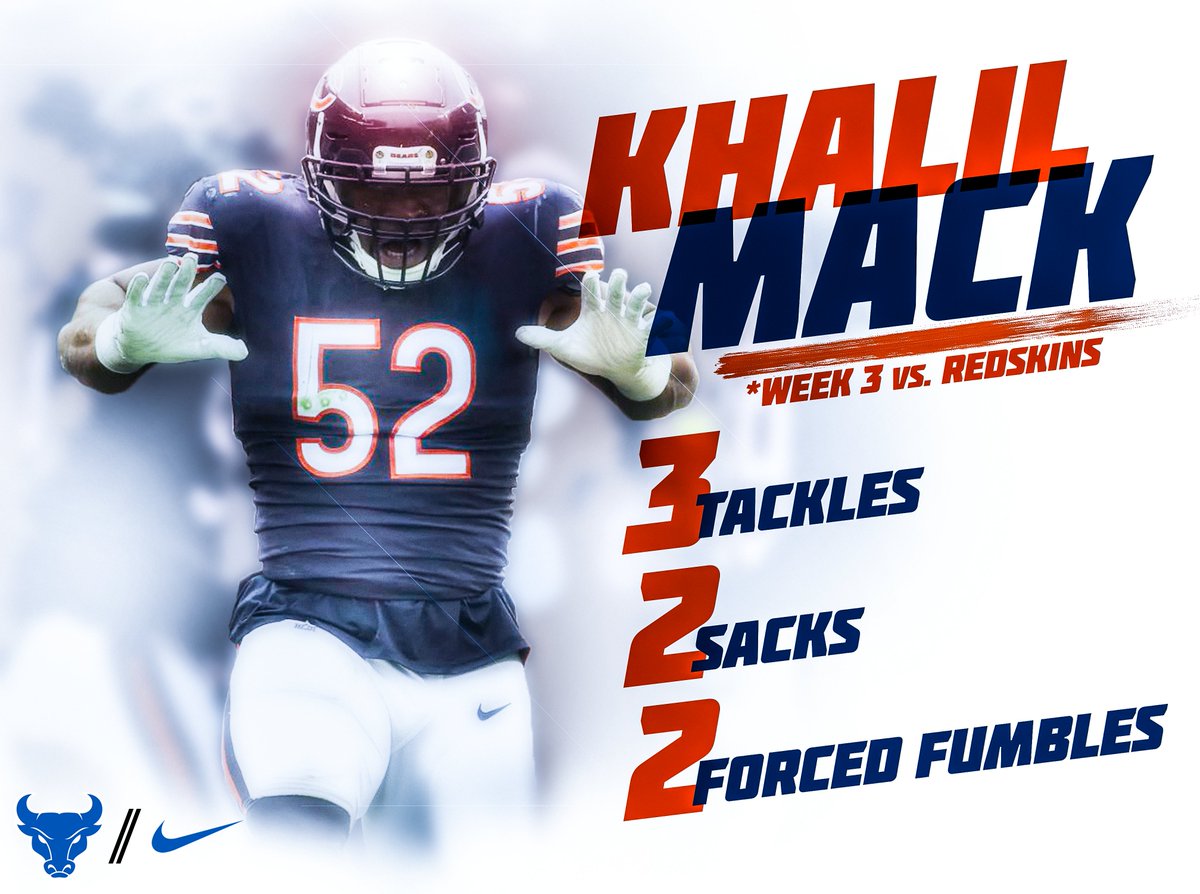 ICYMI: Khalil Mack had a HUGE game last night for the Chicago Bears! #ProBulls #UBhornsUP