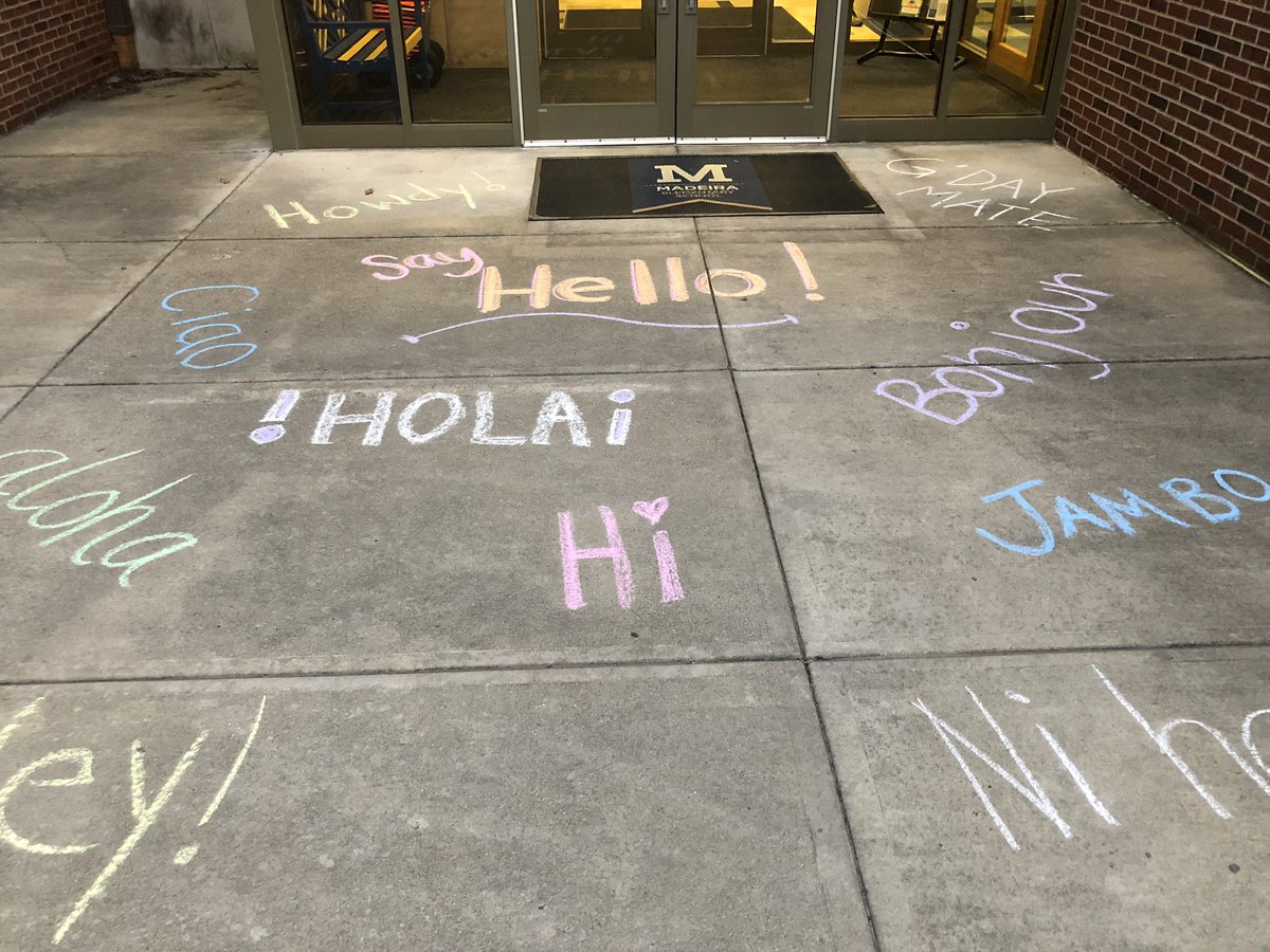 flanaganchris's tweet photo. What a wonderful start @MadeiraESPrin today! Thank you chalk bandits for the amazing messages to connect us to @sandyhook #startswithhello @KenjiMatsudo @DaveBergan https://t.co/tUvEDtXFqx