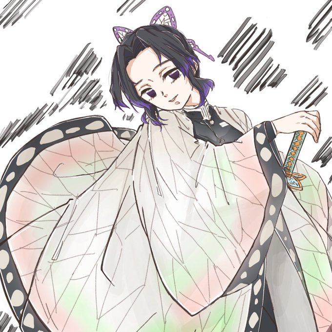 ごま.｡･さんがTwitterに投稿した胡蝶しのぶ(鬼滅の刃)のイラスト。