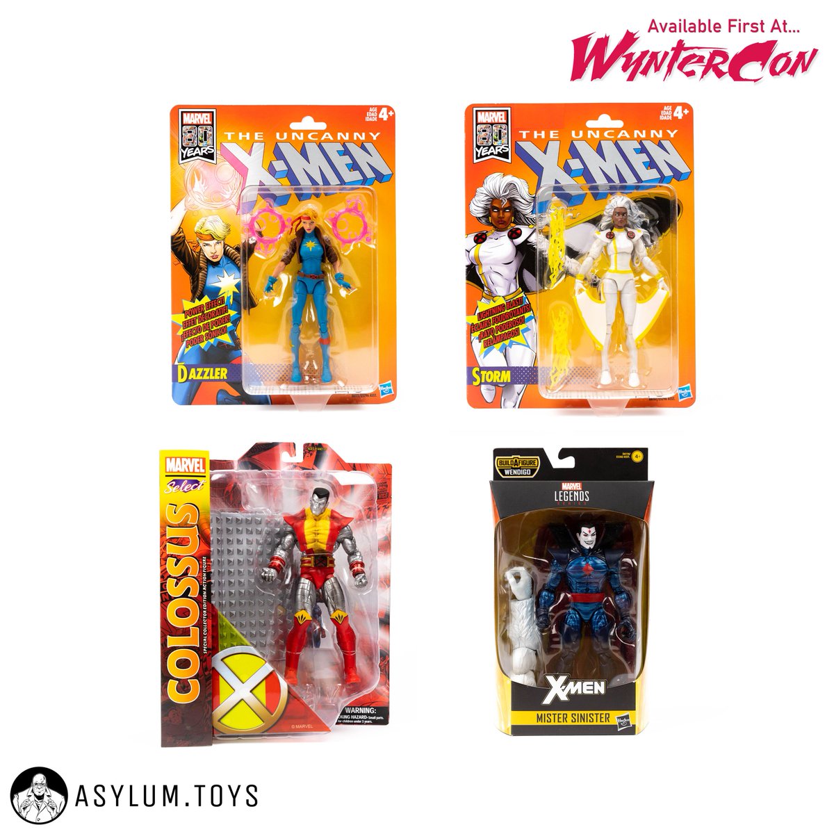 AsylumToys's tweet photo. Only 4 Days left until #WynterConVI.  #Hasbro #MarvelLegends Retro #Xmen #ToyBiz Inspired figures plus a few more #DiamondSelect #MarvelSelect figures just for the weekend plus more in store! Available first at WynterCon, September 28th-29th, Eastbourne Sports Park, BN21 2UF https://t.co/2DRoyGwQhY