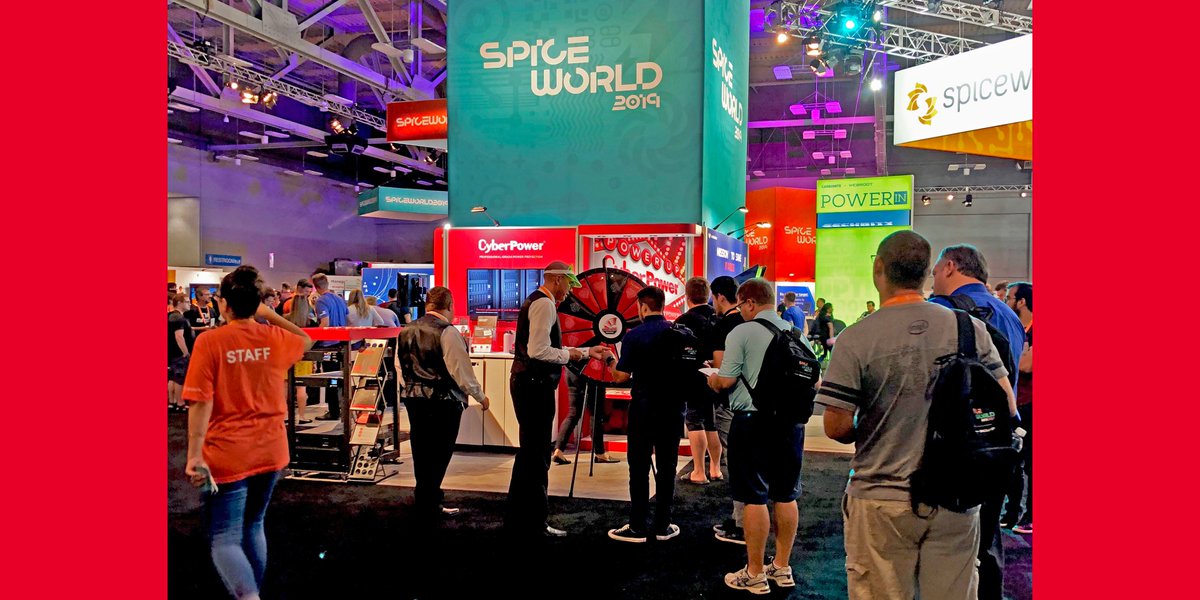 CyberPowerInfo's tweet photo. IT Pros at the @CyberPowerInfo booth #55 at #SpiceWorldATX are lined up for a chance to SPIN TO WIN for prizes and learn about all the new CyberPower products we are showcasing at the show! Stop by to learn more about your #UltimateAllyInPower https://t.co/mcMUbTcGxo