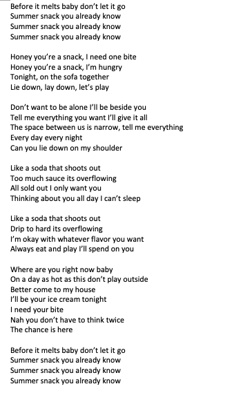 bktarous's tweet photo. no one asked but LYRIC TRANSLATION TO SIK-K AND COOGIE'S SUMMER SNACK FT THE QUIETT cr to me thank you https://t.co/w2wysF9qoq