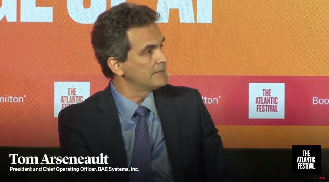 BAESystemsInc's tweet photo. “At BAE Systems, we have a motto of ‘We Protect Those Who Protect Us®.’ And so we build a culture on worrying about those men and women who risk their lives to defend the freedoms that many of us take for granted.” –COO &amp; president, Tom Arseneault #TheAtlanticFest https://t.co/9ejVNxJfVi