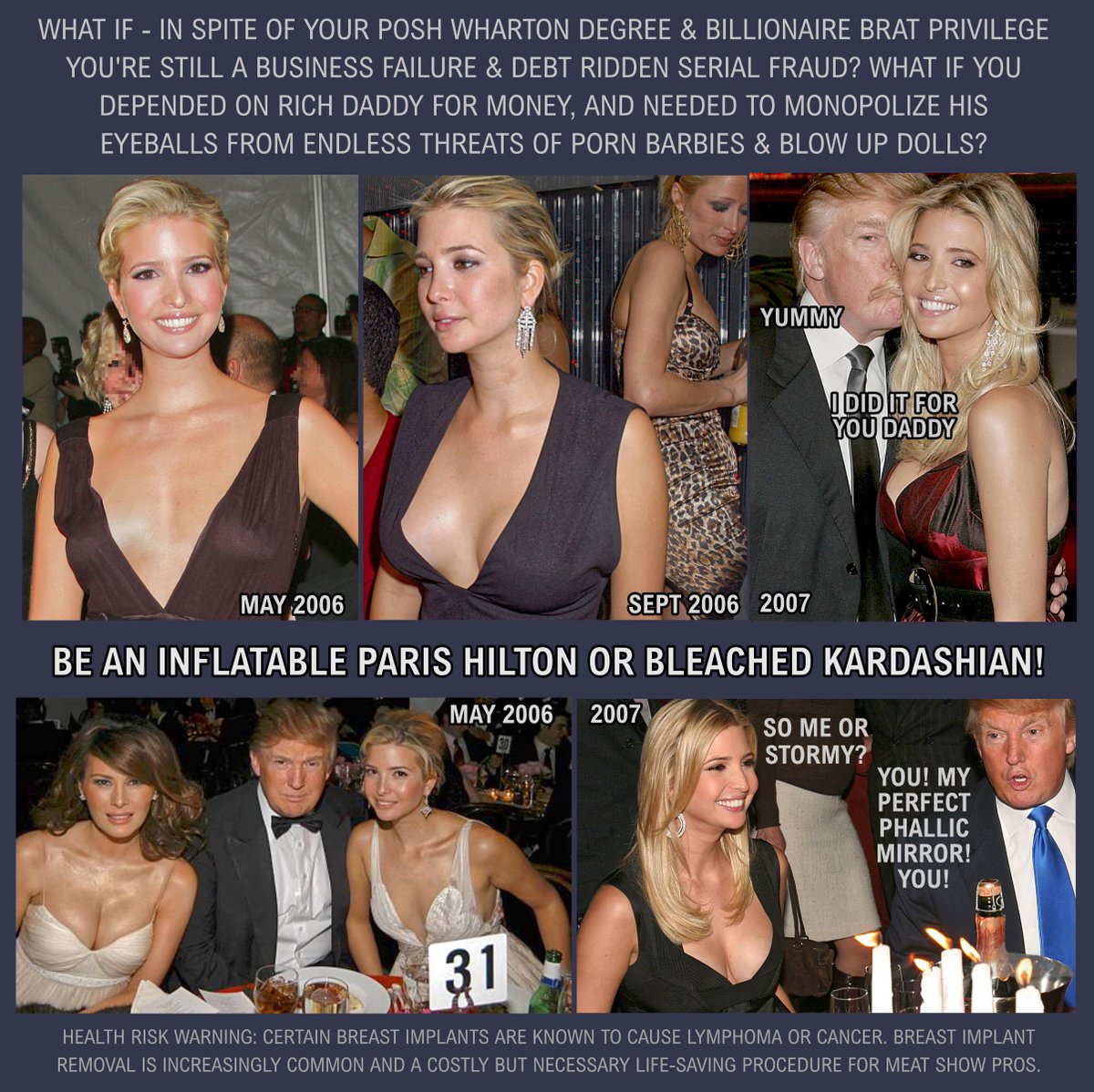 freedom_memes's tweet photo. By 26 years old billionaires #PrINCESTivanka transformed herself into daddy's perfect blow up doll. BUT WHY? https://t.co/RSgmfAxTtC