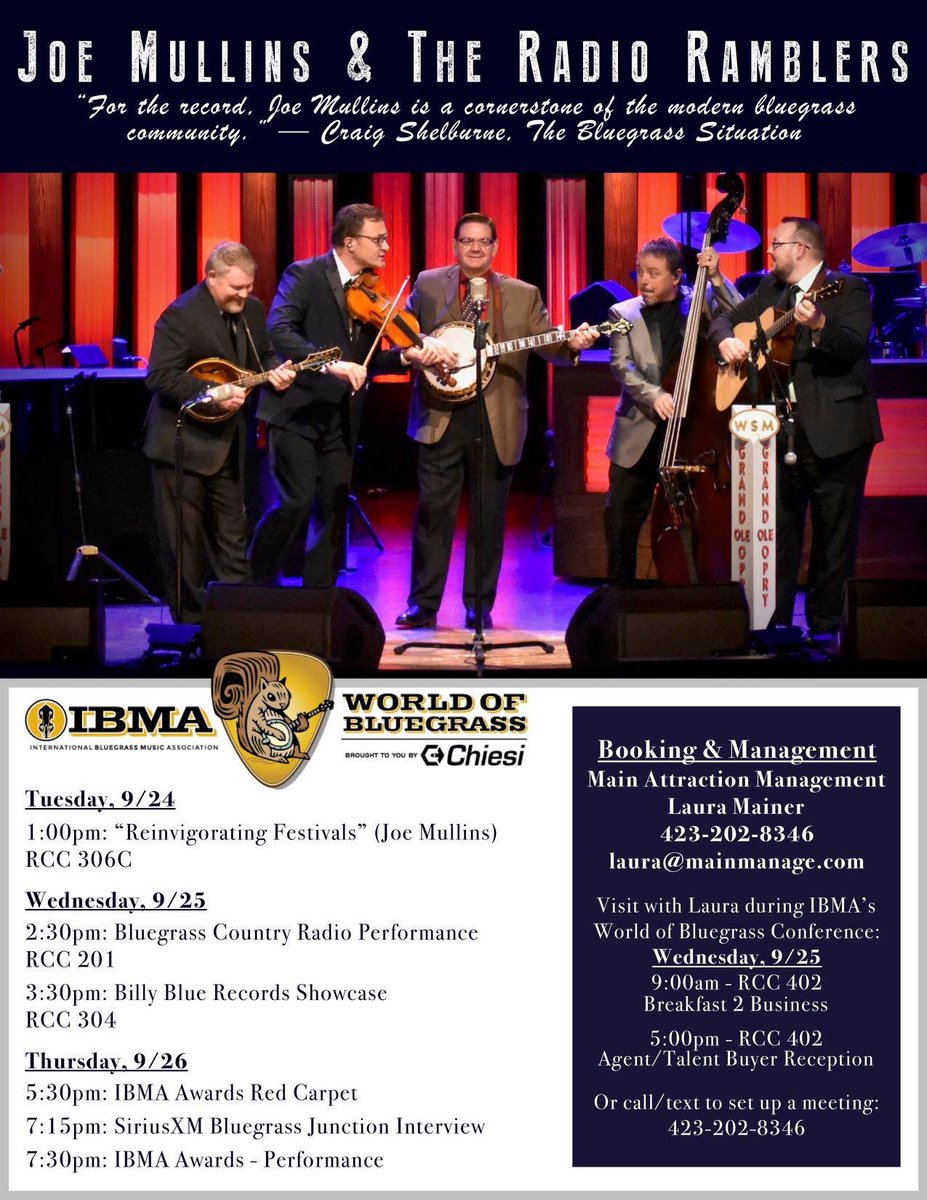 Joining us in <a href="/visitRaleigh/">visitRaleigh</a> this week? Make sure to come say 👋🏻. <a href="/IntlBluegrass/">IBMA</a> #worldofbluegrass <a href="/kwepr/">East Public Relations / Kimberly Williams</a> @BillyBlueRecord
