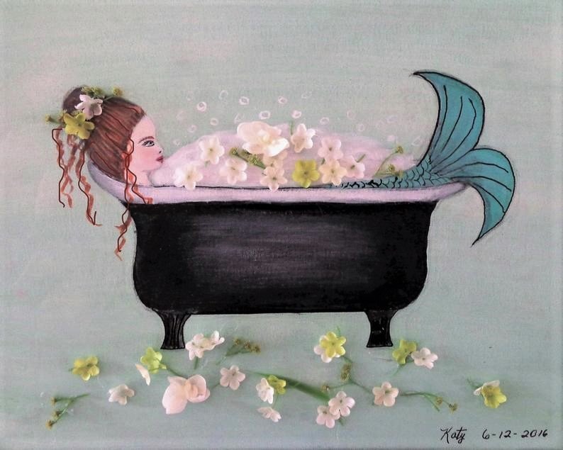 Blue Mermaid Bubblebath Print