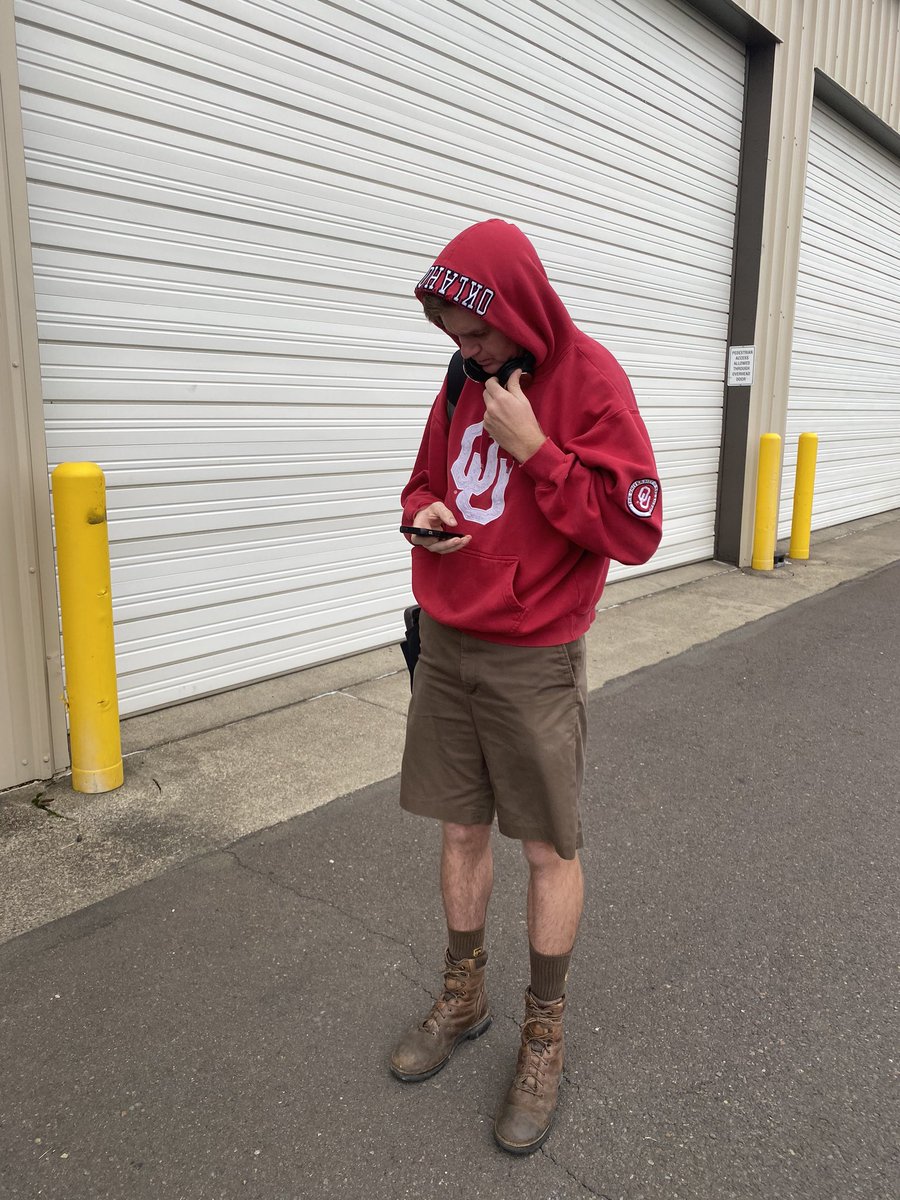 CHSP co-chair demonstrates how distracted walking can look, whilst pointing out that with Bluetooth headphones we don’t always see that they have headphones in. Moral of the story if their hood is up and they’re looking down...assume they’re oblivious to you &amp; get eye2eye contact