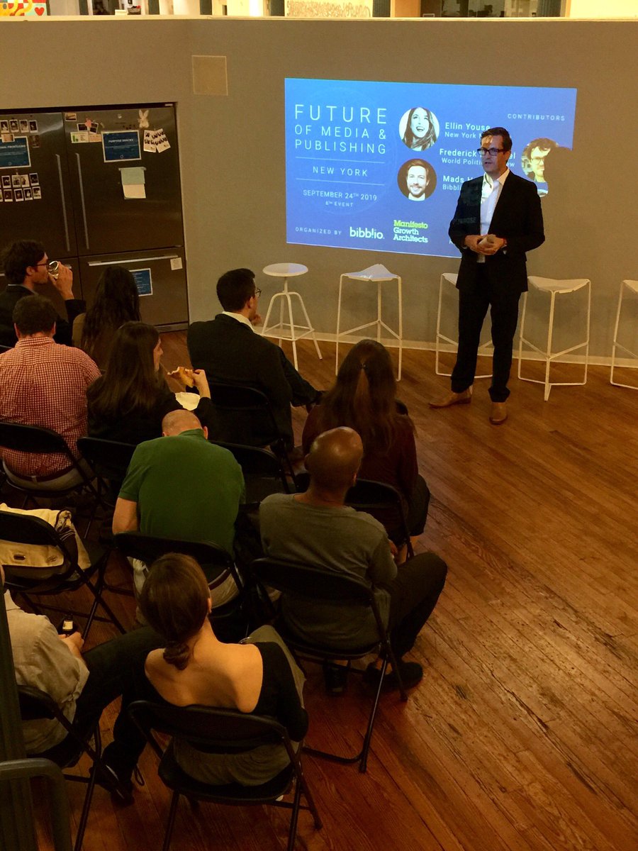 We’re at <a href="/Purpose/">Purpose</a> this evening to talk about revenue diversification in media &amp; publishing. We’ll hear from <a href="/NYMag/">New York Magazine</a>, <a href="/WPReview/">World Politics Review</a> &amp; <a href="/Bibblio/">Bibblio</a>