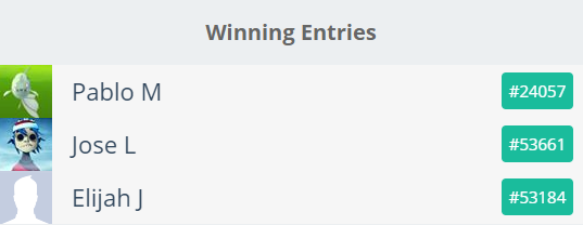 🎉Here are the giveaway winners! Congratulations! 🎉

Please respond to the email I sent you ASAP. If you don't respond within 1 week I'll have to draw another winner.

Thanks to everyone who entered! Sorry if you didn't win, I'll do a lot more giveaways in the future.