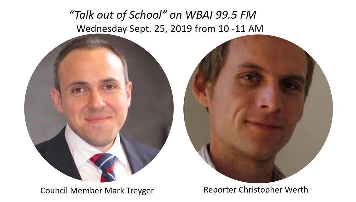 leoniehaimson's tweet photo. Join us tomorrow at 10 AM where we'll "Talk out of School" with Council Ed Chair @MarkTreyger718 &amp; reporter @c_werth about high-stakes testing &amp; lead in the schools @WBAI 99.5 FM or https://t.co/zcAlP3xoWu https://t.co/pcbWfDErff
