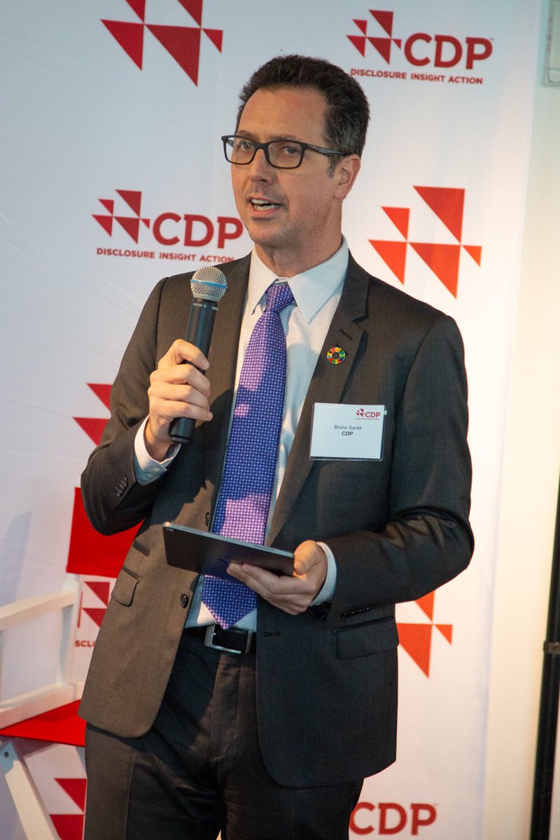 Tonight CDP hosted over 150 companies &amp; investors to explore how innovation and urgency can meet the climate crisis. President <a href="/bruno68/">Bruno Sarda</a>’s call to action this #ClimateWeekNYC: companies need to be ready for Paris +5, so that we send the right signal to governments to take action.