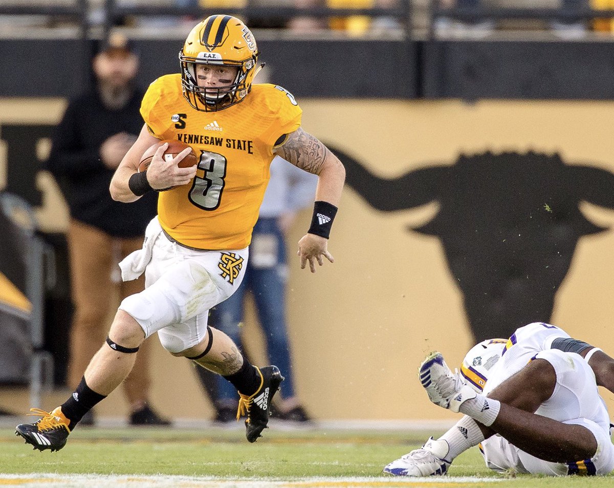SPFootballAlum's tweet photo. This week’s standout alum is @burks_chandler from the c/o 2014. His senior year, Chandler totaled 42 TDs and led the Spartans to their first ever playoff appearance and a 10-2 record. After South, Chandler starred at KSU as their QB. He is now at Wofford as an QC coach with ILBs. https://t.co/NMqIwwQ8Ve