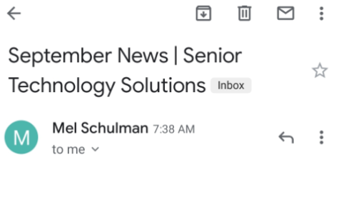 SeniorTechCol's tweet image. Another first for our growing company: Our monthly email news went out into the world today (link below).....Do you want the latest news and events on how technology for caregivers &amp;amp; seniors is transforming?  If yes, check here: mailchi.mp/dcd9dee66402/s… #Caregiving #technology