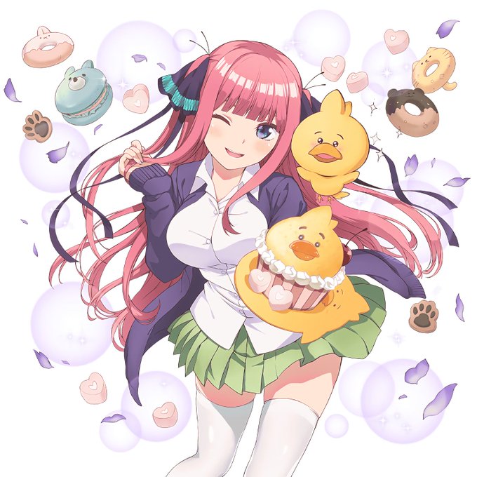 AnastigmaticoさんがTwitterに投稿した中野二乃(五等分の花嫁)のイラスト。