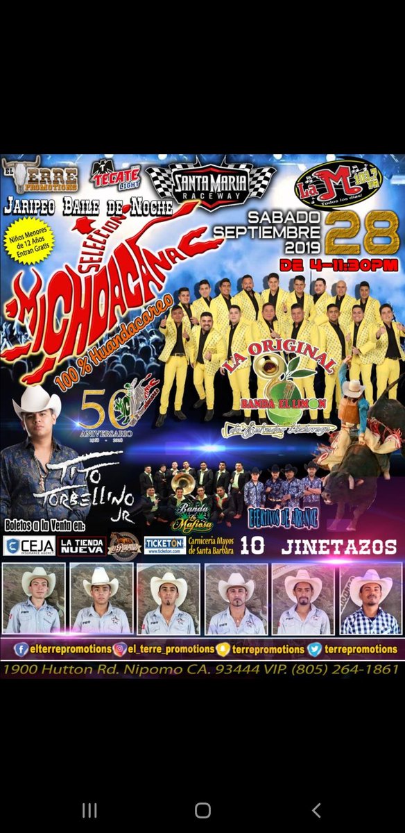 OriginalLimonSL's tweet photo. Fin de semana ORIGINAL 🍋🥳
Vier 27 @colombianightclub Caldwell, ID.
Sab 28 #santamariaraceway Nipomo, CA.
Dom 29 #michefest2019 #visaliarawhidestadium Visalia, CA.
Dom 29 #lacabañanightclub Sacramento, CA.
#tourdeaquipalreal2019
#EsLaOriginal #EsElLimón
#oblrecords #oblmusic https://t.co/FZw1DyX6OE