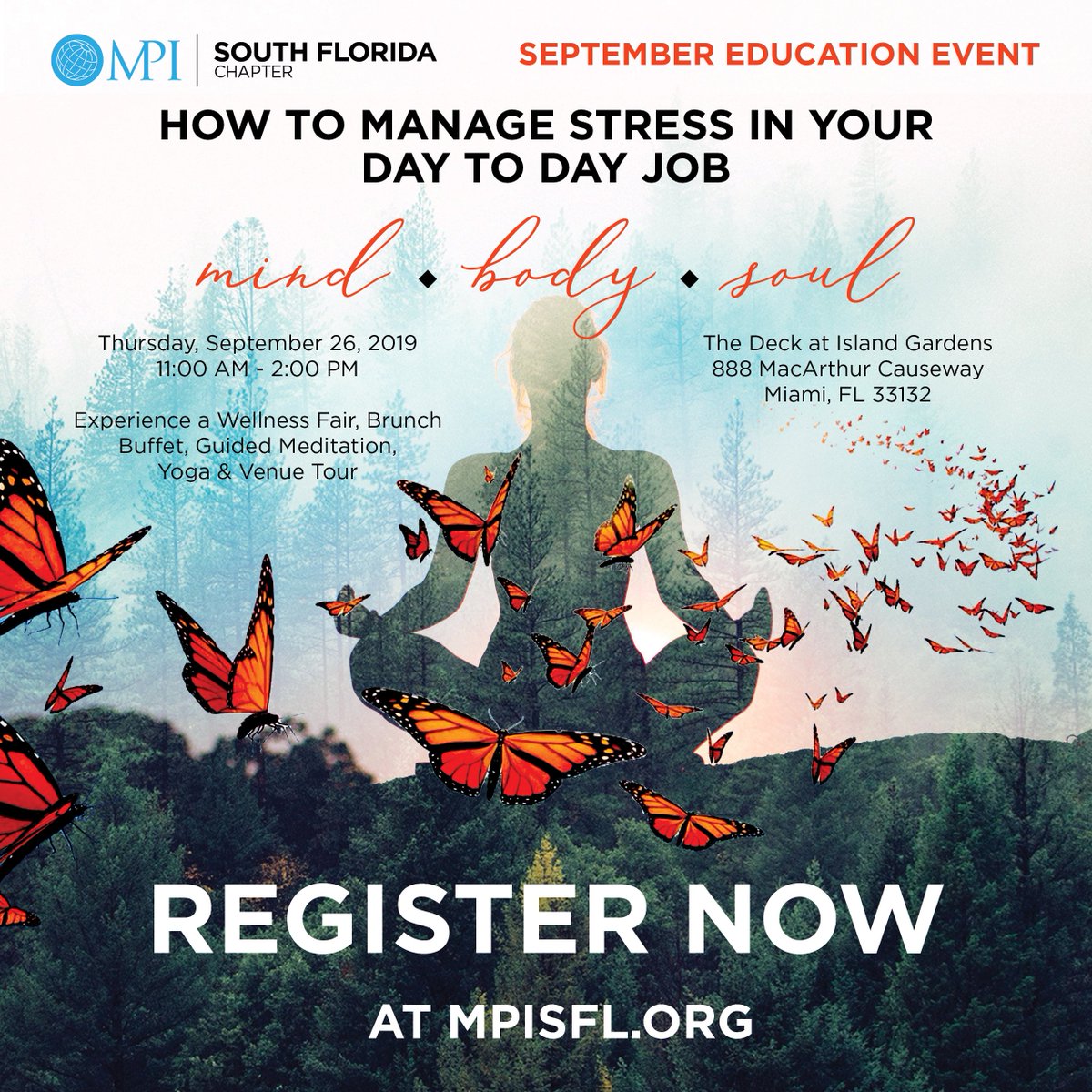 Thursday's MPISFL Education event can't get here soon enough. Be sure to wear comfortable "athleisure" clothing and bring your Yoga Mat to fully participate!
It's not too late to register: lnkd.in/gg5T4tB

#mpisfl #notyourtypicalevents #mindbodysoul #stressmanagement