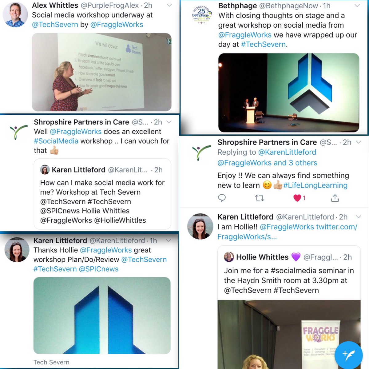 FraggleWorks's tweet photo. We were talking about social proof in my #socialmedia workshop earlier. Well, here’s the social proof from the workshop 😆 at @TechSevern #techsevern https://t.co/bLQ1ZjloIV