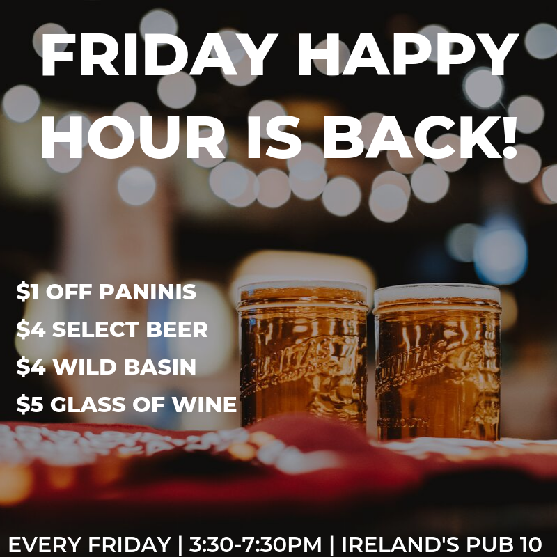 We took a little break, but Friday #happyhour is BACK! Join us every week for new deals on drinks and paninis 🥖 Starting this Friday at 3:30pm!