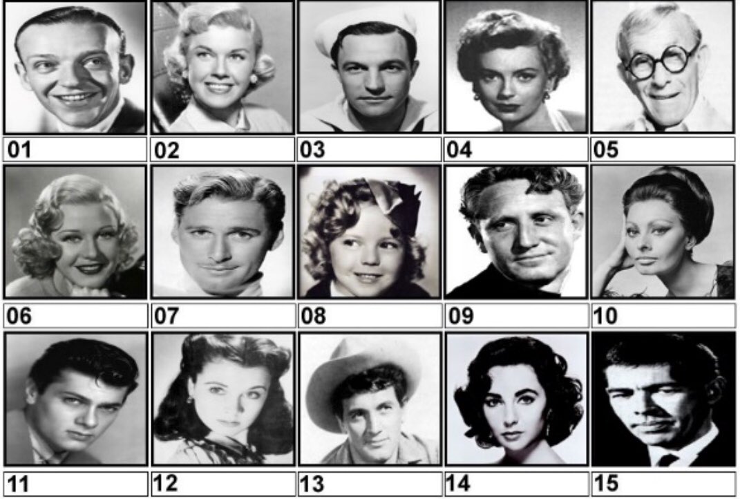 Here’s tonight’s Summerfield Quiz picture round. Name the Stars of the Silver Screen.