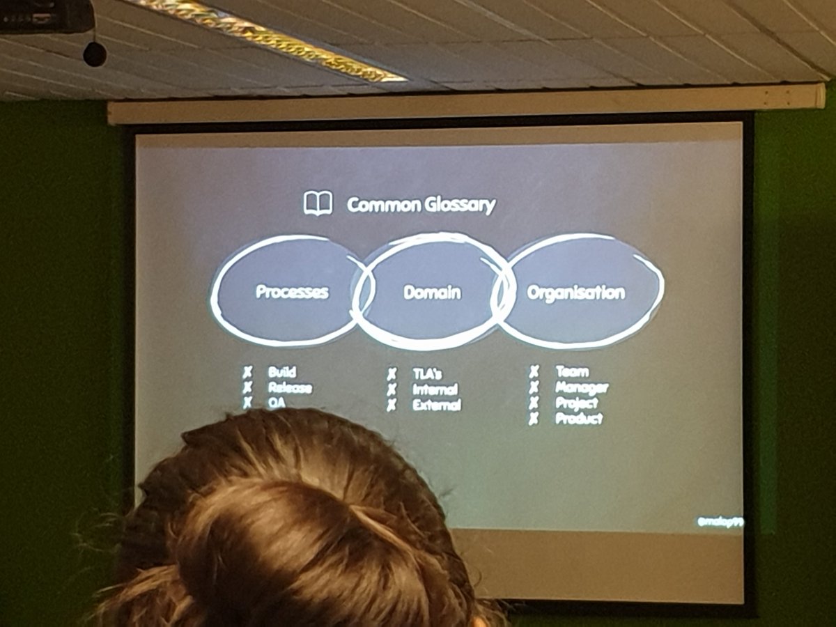 StevenPears's tweet image. Would be lovely if I was always sure what the local tech dialect was when I talk to a different team - good advice from @malop99 at #DevOpsNotts