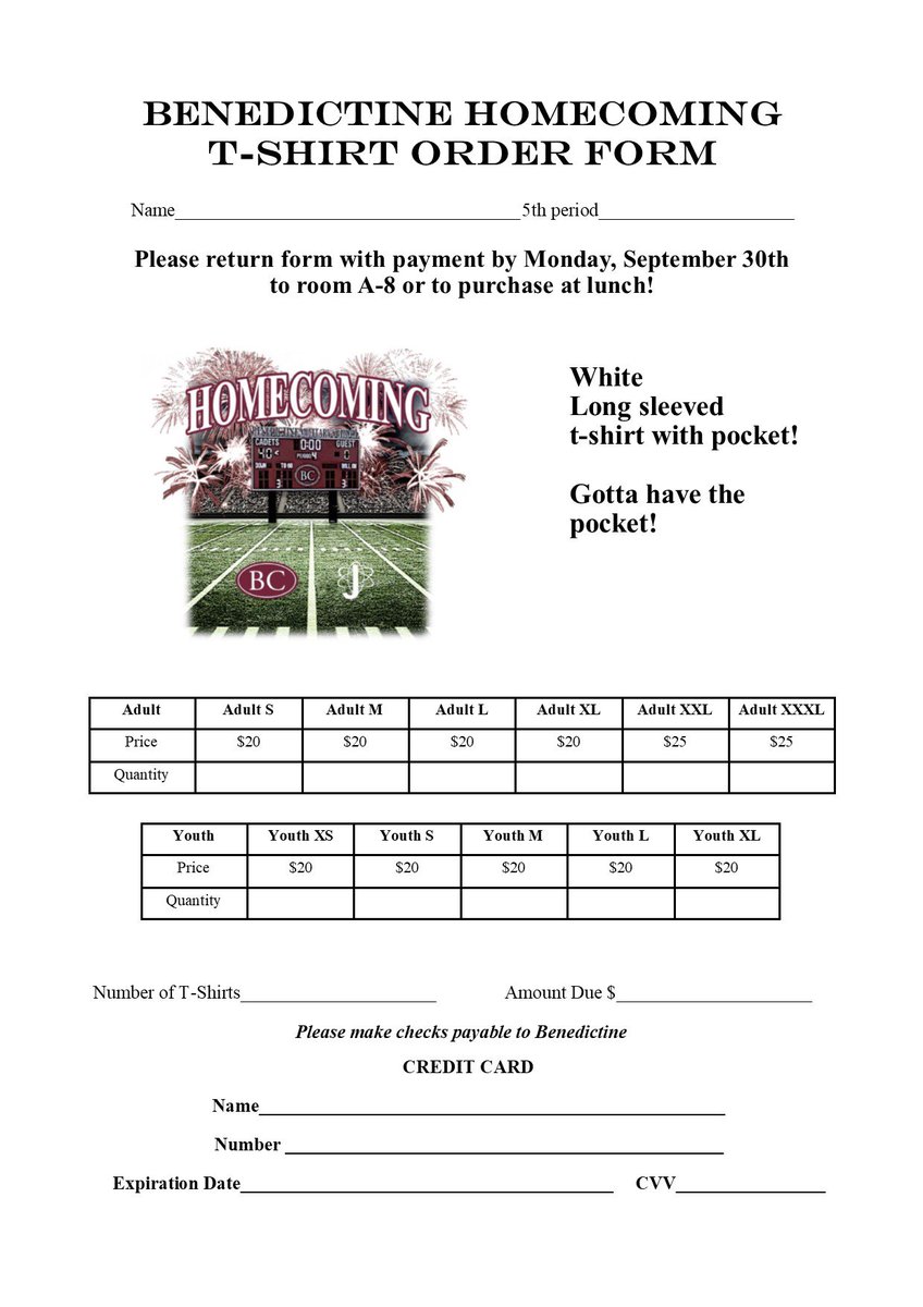 StudCoBC's tweet photo. Homecoming T-Shirts orders are due MONDAY!!!!! https://t.co/BXXZP4KNKx