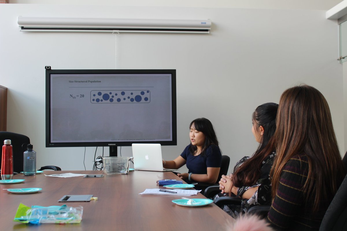 FryxellLab's tweet photo. Some action shots of our lab meeting yesterday. Our lab members, @Sharon_SnowJade a PhD Student and @SShawmcdonald a masters student, shared their oral and poster presentations to our growing lab team and held a discussion on the pros and cons of oral vs poster presentations https://t.co/QfgHqL9nDe