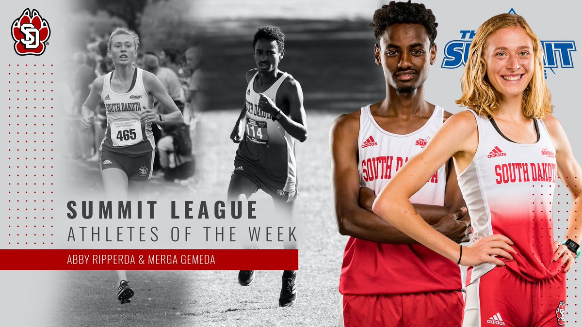 SDCoyotesXCTF's tweet photo. Get out your brooms! 🧹 The Yotes have swept the Summit League's Cross Country Athlete of the Week awards. 🐾Congratulations to @abby_ripperda and @nymarga! 👏

#GoYotes | #WeAreSouthDakota

📰: https://t.co/klVBAdXozF https://t.co/eAkytX2l2g