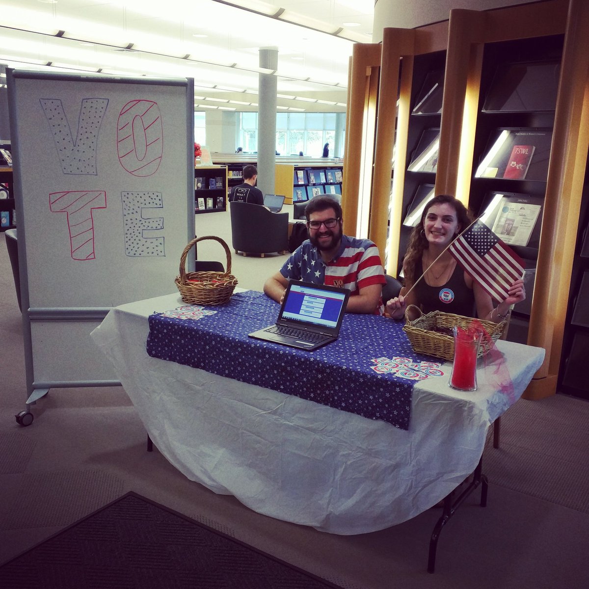 bryantlib's tweet photo. Bryant University is our name, registering students to vote is our game!!! #campustakeover 🇺🇸🇺🇸🇺🇸 https://t.co/lzOBCqFI1h