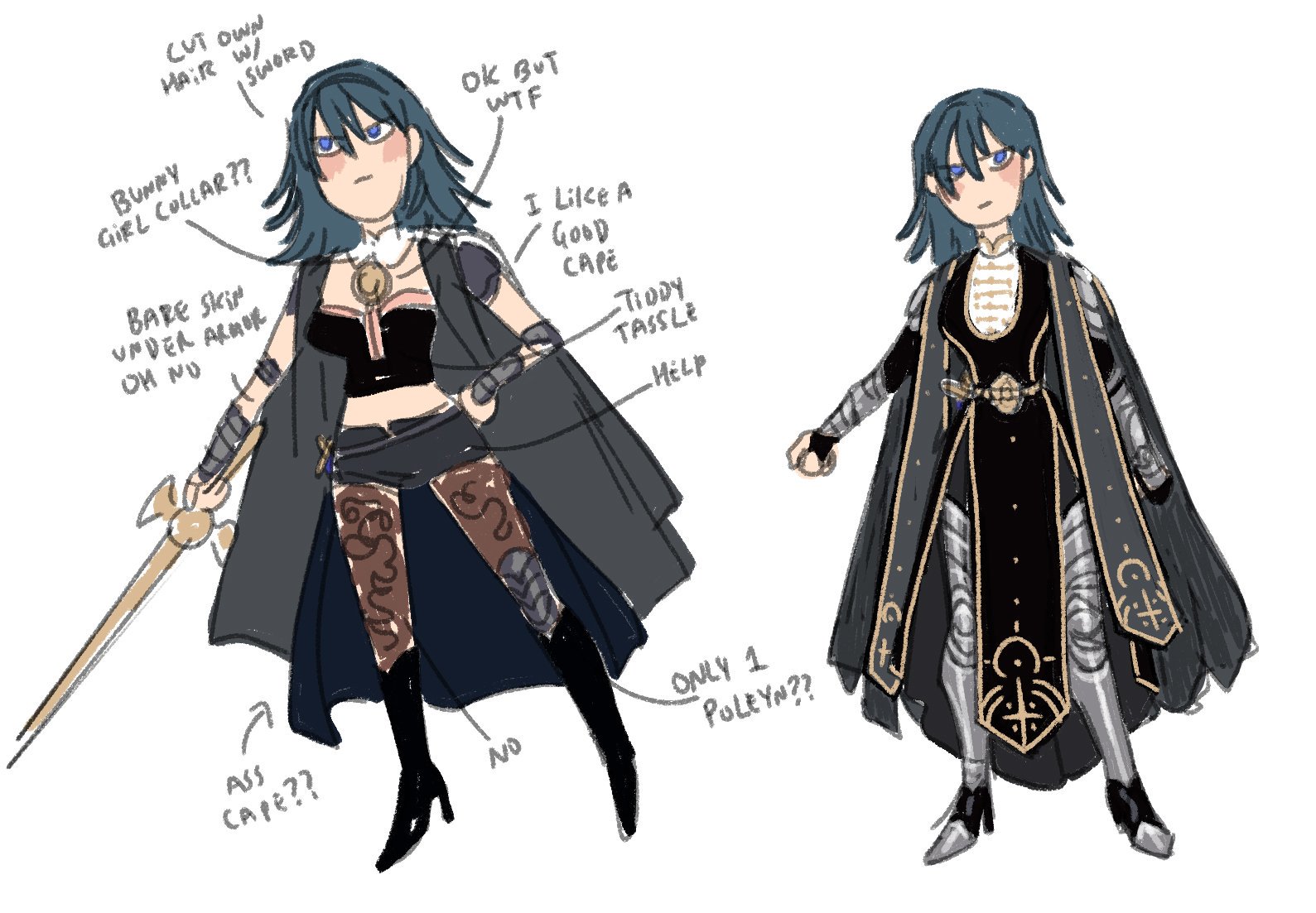 “very rough but i'm working on designing a new outfit for byleth th...