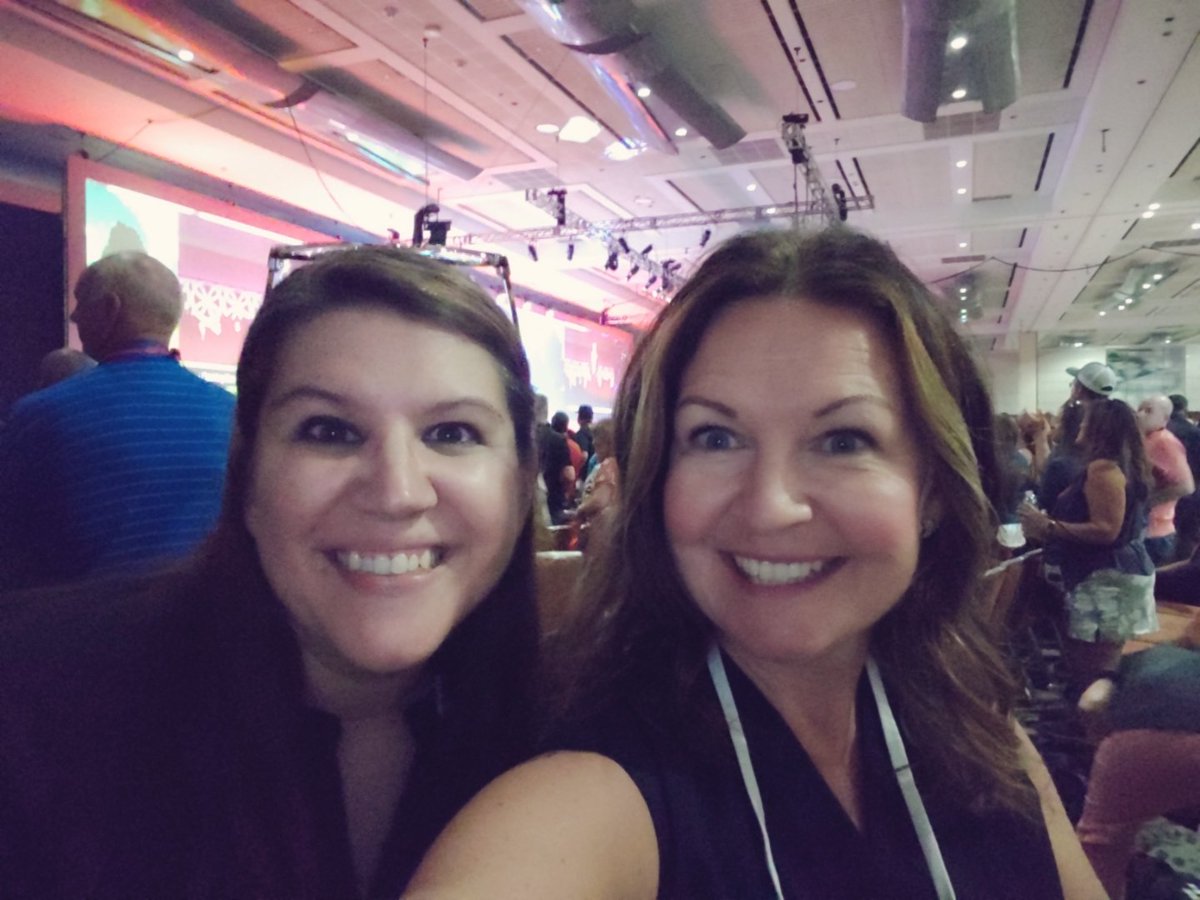 SynTurfCouncil's tweet photo. @SynTurfCouncil teammates Lisa B. and Maria D. enjoying the inspirational message from their #baseball #hero Cal Ripken, Jr. Keynote Speaker at today's #NRPAConference in Baltimore. #baseballfanatics #syntheticturf baseball⚾️ https://t.co/Ld8WwxAQoK