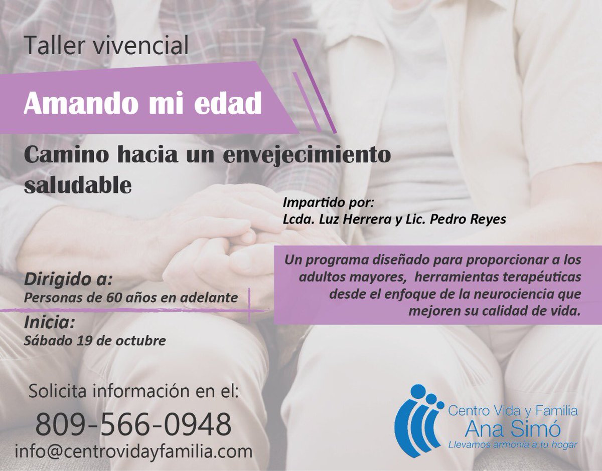 Lorraine_Isa's tweet photo. Que emoción compartir esto con ustedes! Dirigido a un público que ha sido olvidado por nuestra sociedad. Aprendamos a amar nuestra edad! Te invitamos a participar en esta joya de taller para ti y los tuyos! ⁦@AnaSimo⁩ ⁦@centrovidayflia⁩ ⁦@consultando⁩ https://t.co/bdkYgjvrIa