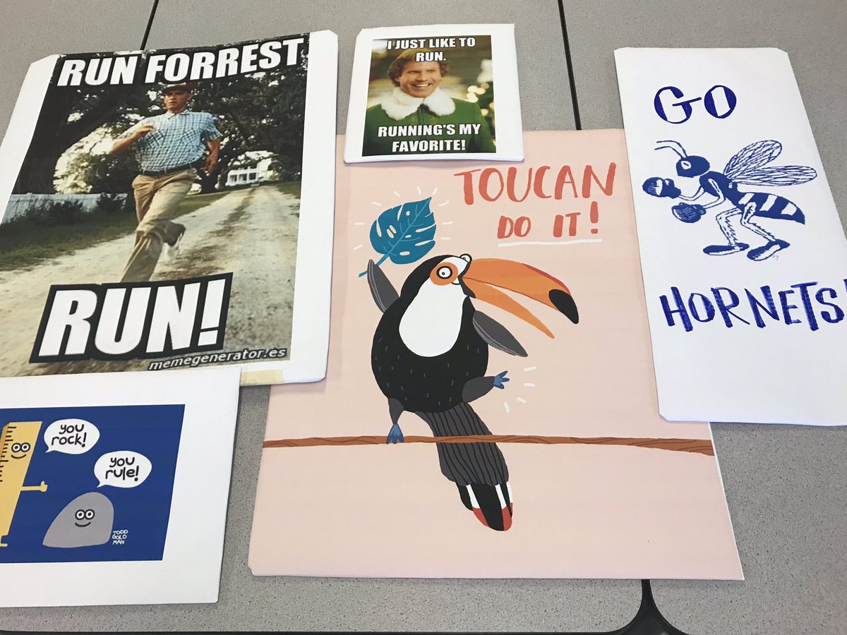 Supporting our Highlands XC team in the meet today w/ pun &amp; meme posters! #106learns <a href="/MrSteele106/">Stetson Steele</a>
