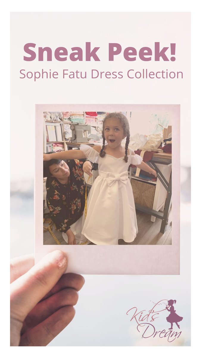 KidsDreamUS's tweet photo. 🥰 The adorable @SophieFatu is getting her dress collection ready for you. Check out the sneak peek of her fitting and interview with Kid's Dream President, Chewy Jang. #dresses https://t.co/9P3EKbmiS8 https://t.co/N6D8vGmvy0